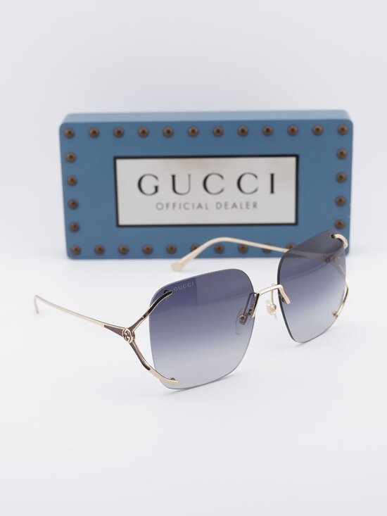 Gucci GG0646S 001 Square Sunglasses - Gold / Grey main image 5